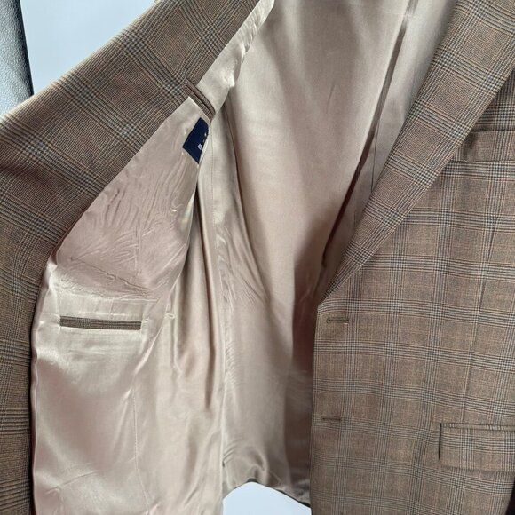 Hart Schaffner Marx Mens 44L Brown Plaid Blazer Jacket 2-Button Notch Lapel Unio - Picture 5 of 10